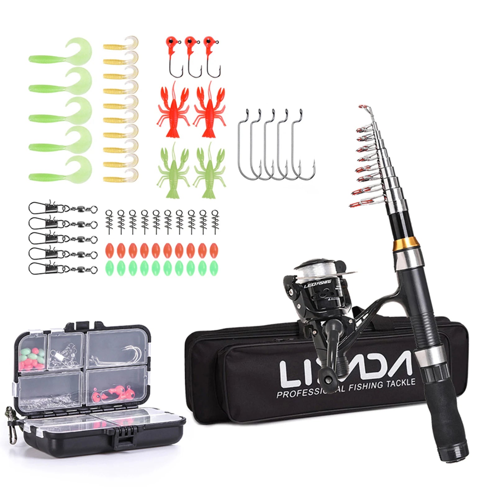 Lixada 2.1m 2.3 m Telescopic Fishing Rod Reel Combo Full Kit Carbon Fiber Rod Pole Spinning Reel Fishing Bag Case Pesca Gear Set-EXPROTAS