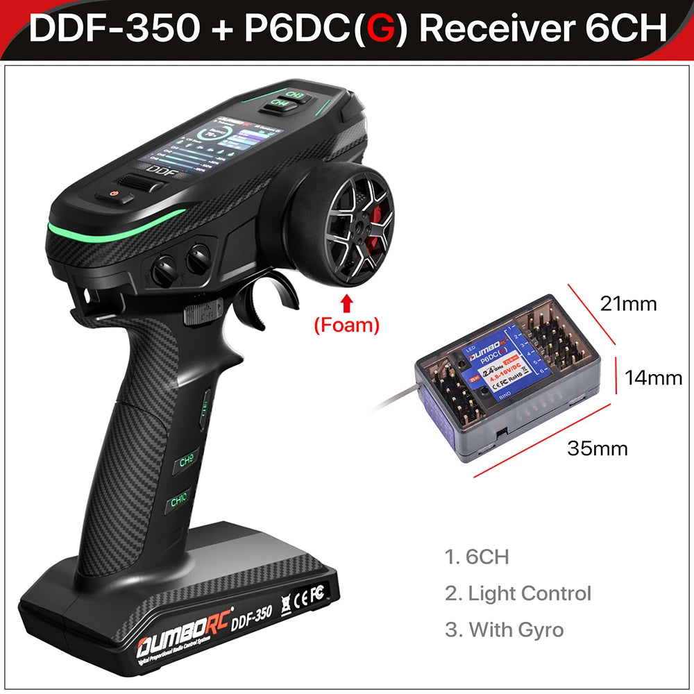 DUMBORC 10CH Controller 2.4G Transmitter Receiver for RC Car Boat Tank FHSS