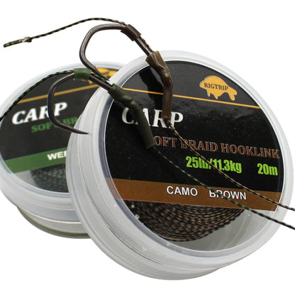 20m Carp Soft Hooklink Braid Line 15/25/35lb Uncoated Hair Rig Tackle