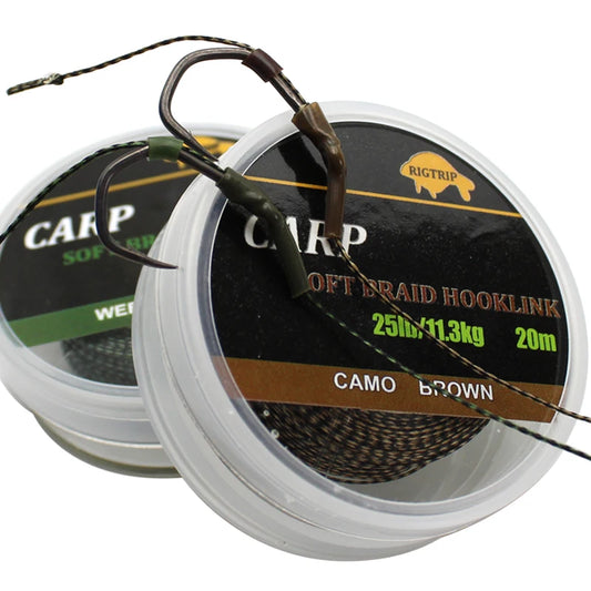 20m Carp Soft Hooklink Braid Line 15/25/35lb Uncoated Hair Rig Tackle