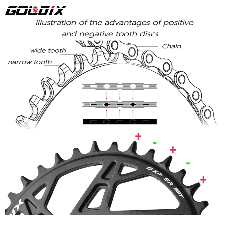 GOLDIX 3-Bolt Chainring Narrow Wide 32T 34T 36T 38T for SRAM Crankset
