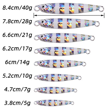 10Pcs Super Quatity Metal Casting Jig 7g-10g-14g-21g-28g-40g Shore Drag Cast Jigging Spoon Fishing Lure Artificial Bait Tackle