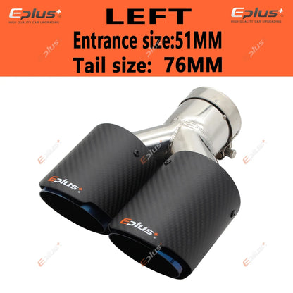 EPLUS Car Carbon Fiber Matte Muffler Tip Y Shape Double Exit Exhaust Pipe Mufflers Nozzle Decoration Universal Stainless Blue-EXPROTAS