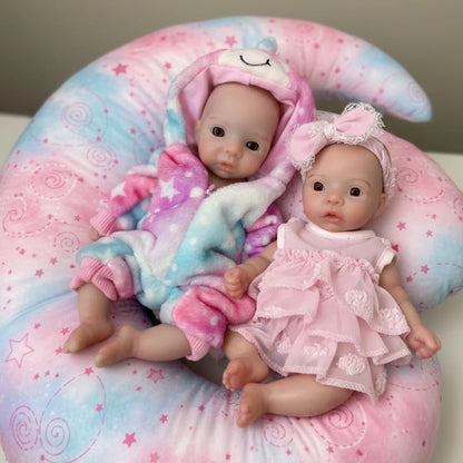 AnjoDoll 10 Inch Silicone Reborn Girl Doll Open Mouth Waterproof Painted Soft