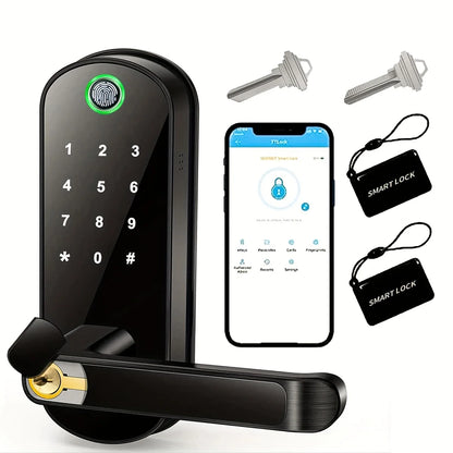 Smart Fingerprint Door Lock App Remote Control Keyless WIFI Digital Touchscreen Lock NFC IP67 Waterproof with 2 IC Cards-EXPROTAS