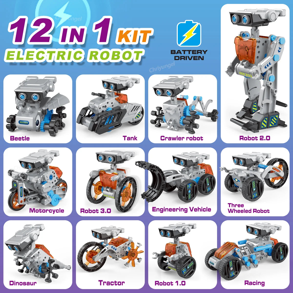 12-in-1 STEM Robot Building Toy Educational Science DIY for Kids Age 8+