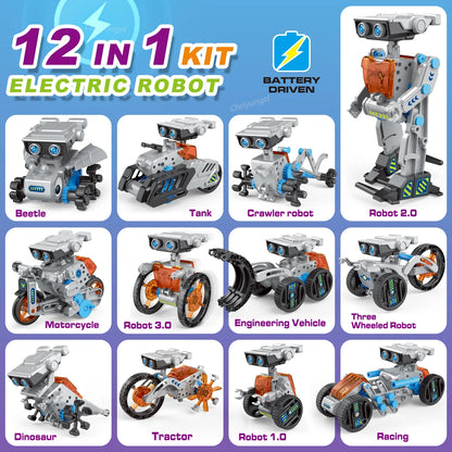 12-in-1 STEM Robot Building Toy Educational Science DIY for Kids Age 8+