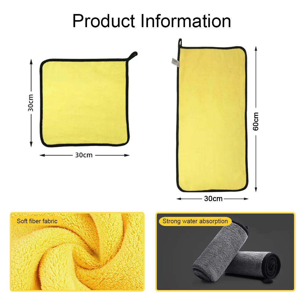 Car Wash Microfiber Towel 30x30/60CM Cleaning Drying Cloth Detailing Care