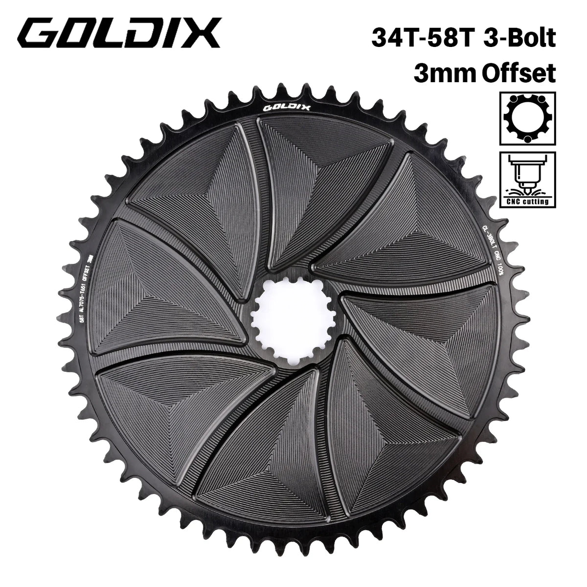 Narrow Wide Chainring 3-Bolt 3mm Offset for Goldix MTB Road Crankset