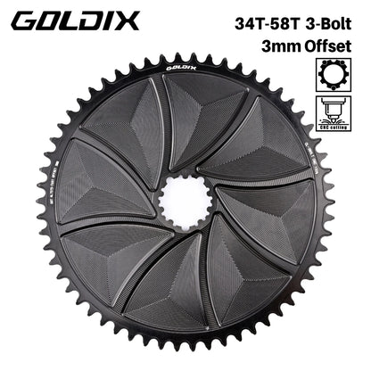 Narrow Wide Chainring 3-Bolt 3mm Offset for Goldix MTB Road Crankset