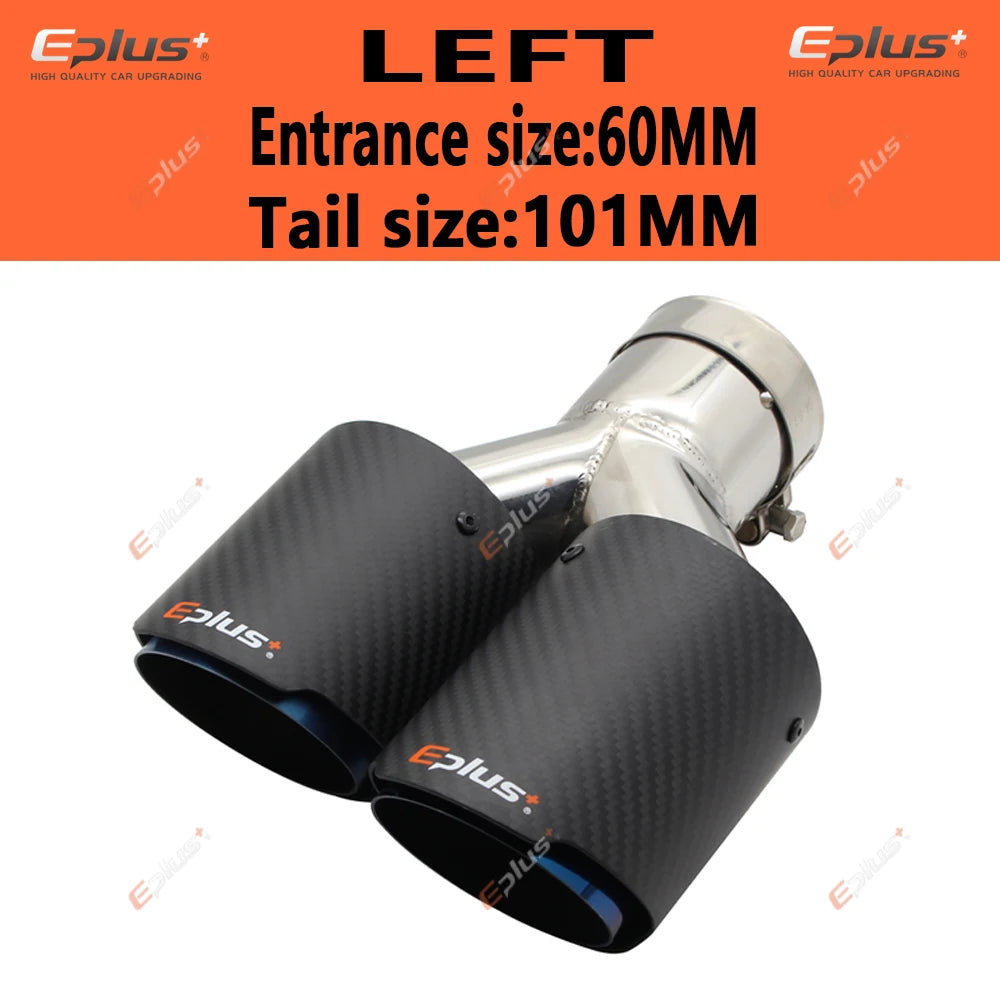 EPLUS Car Carbon Fiber Matte Muffler Tip Y Shape Double Exit Exhaust Pipe Mufflers Nozzle Decoration Universal Stainless Blue-EXPROTAS