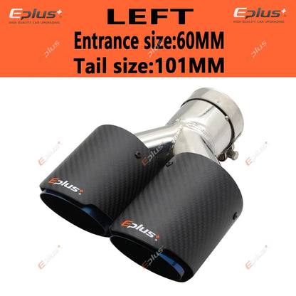 EPLUS Car Carbon Fiber Matte Muffler Tip Y Shape Double Exit Exhaust Pipe Mufflers Nozzle Decoration Universal Stainless Blue-EXPROTAS