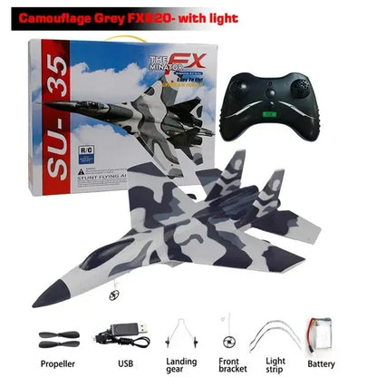 SU35 RC Plane FX620 FX820 2.4G Remote Control Flying Model Glider Airplane With LED Lights Aircraft Foam Toys For Children Gifts-EXPROTAS