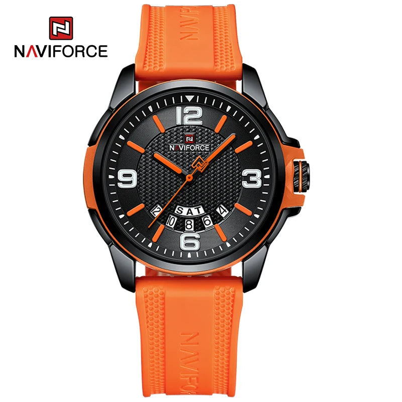 NAVIFORCE Creative TPU Strap Male Wristwatch Fashion Sports 3ATM Waterproof Quartz Day and Date Display Men Watches Reloj Hombre-EXPROTAS