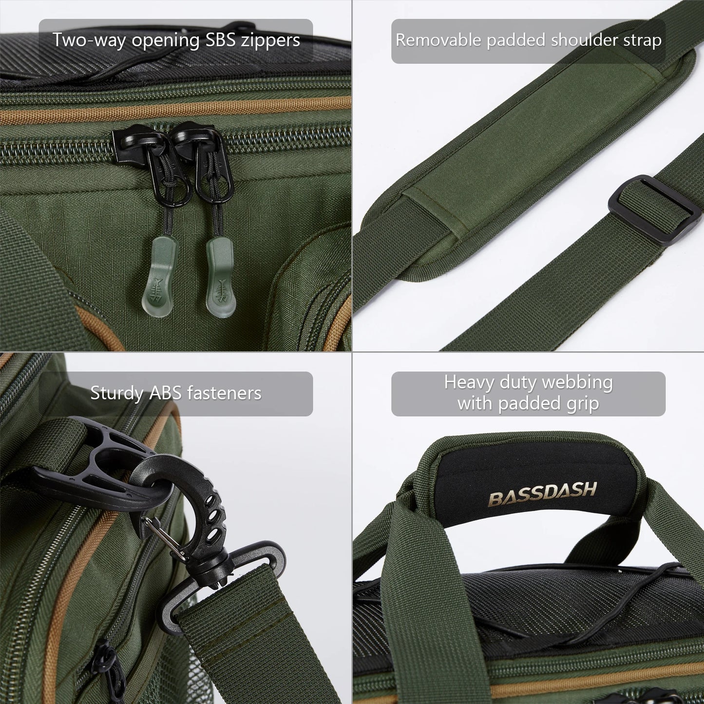 Fishing Shoulder Bag BASSDASH Water Resistant Tackle Pack with Rain Cover