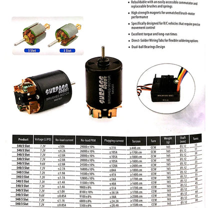 540 Brushed Motor 13T 17T 21T 23T 27T 35T 45T 60A ESC for 1/10 RC Car