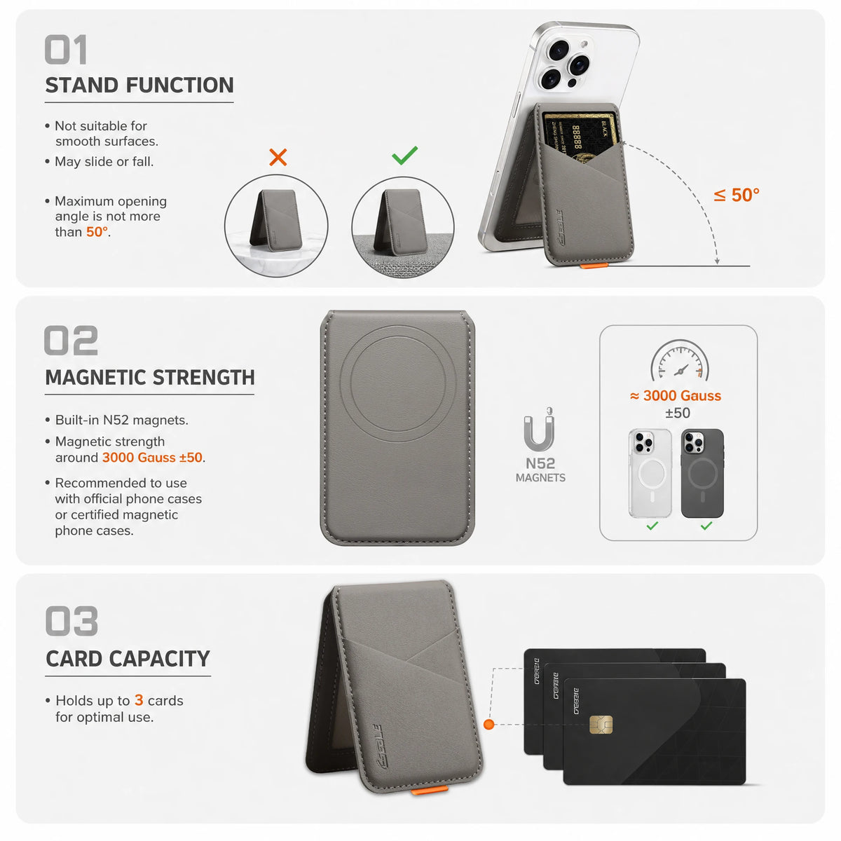 Magnetic Phone Card Holder Wallet PU Leather RFID Wireless Charging Case