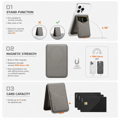 Magnetic Phone Card Holder Wallet PU Leather RFID Wireless Charging Case