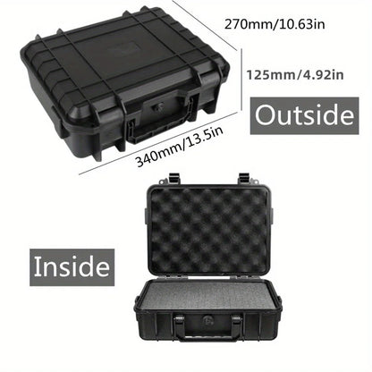 1pc Waterproof Hard Carry Tool Case w/ Pre-Cut Sponge, Impact-Resistant Storage Box