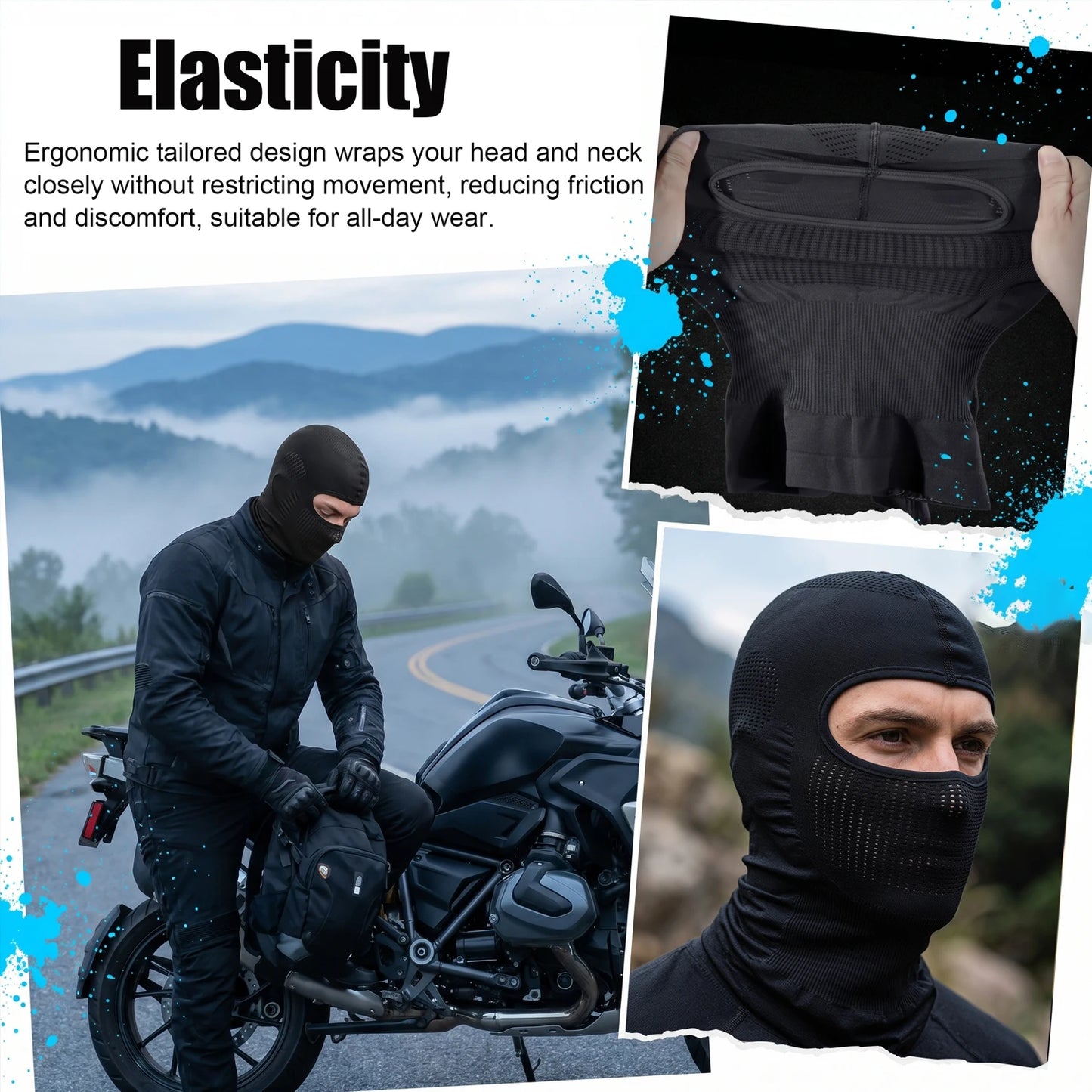 4Pcs Full Face Mask Balaclava Cycling Ski Motorcycle Warm Black Men