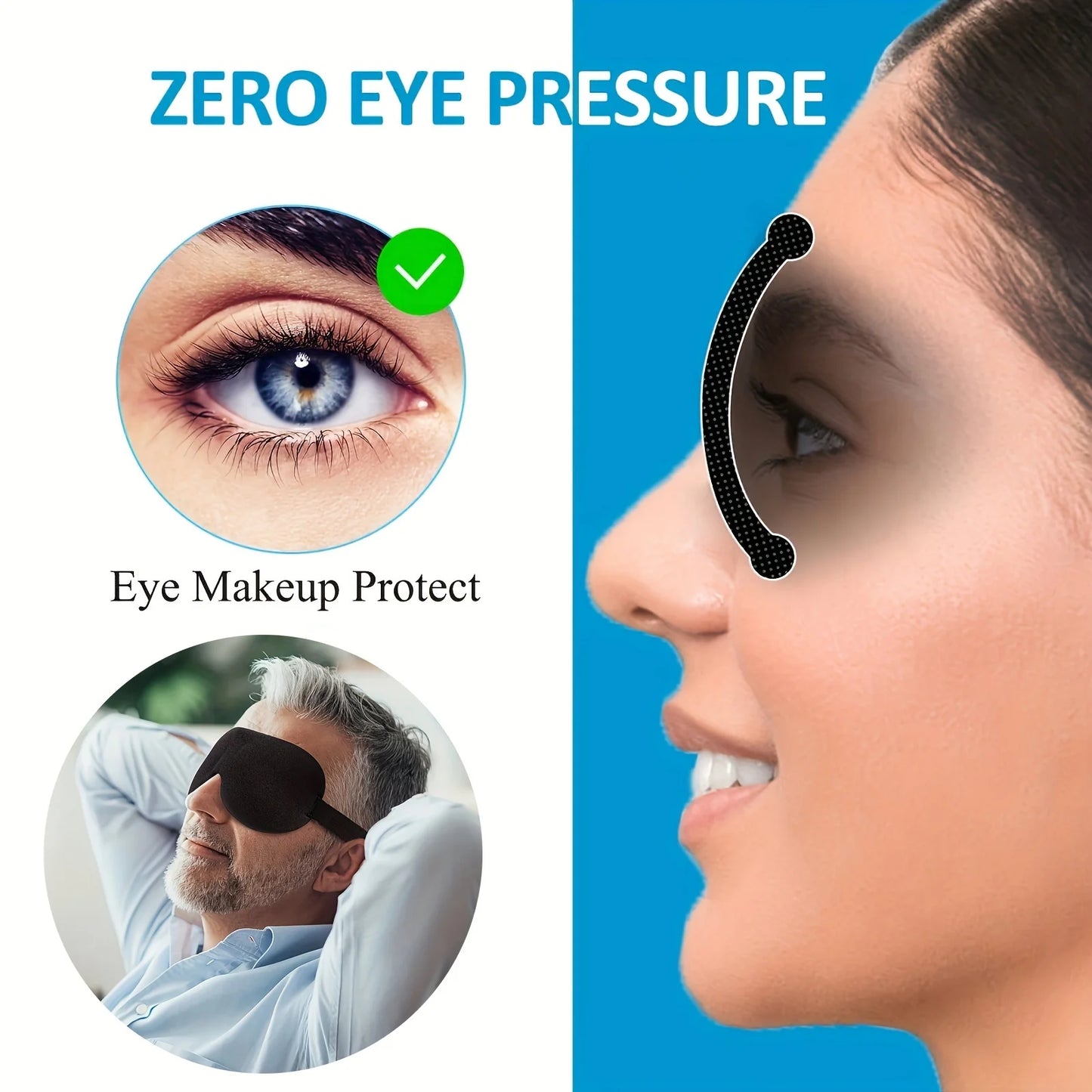 3D Light Blocking Eye Mask Comfortable Soft Padded Sleep Mask for Supine