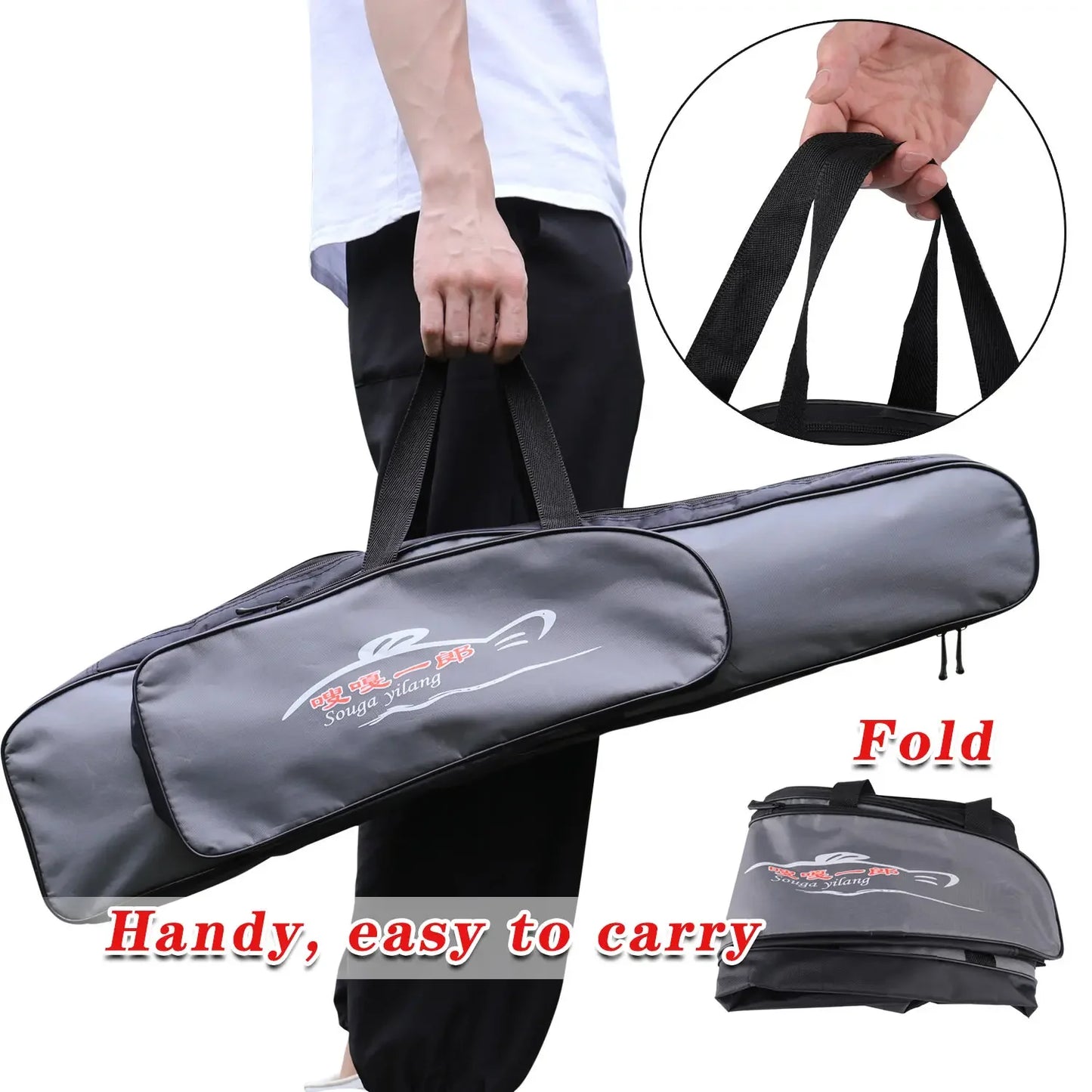 Fishing Rod Bag Sougayilang Single Layer Nylon Tackle Carry Storage Case