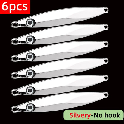 6pcs Long Casting Metal Jig, Sea Fishing Lure, Electroplated Hard Bait, Fishing Accessories Jigging Lure For Saltwater 10g-80g
