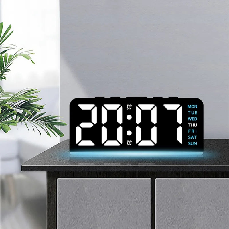 Mood Light Digital Alarm Clock USB LED Snooze Temperature Display 12/24H