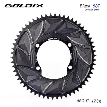 GOLDIX 110BCD AERO Chainring 3mm Offset 4-Bolt for Shimano R7000 R7100 R8100