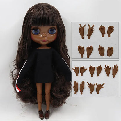 ICY DBS Blyth doll 1/6 bjd black mix brown hair joint body 30cm doll custom doll DIY anime girls-EXPROTAS