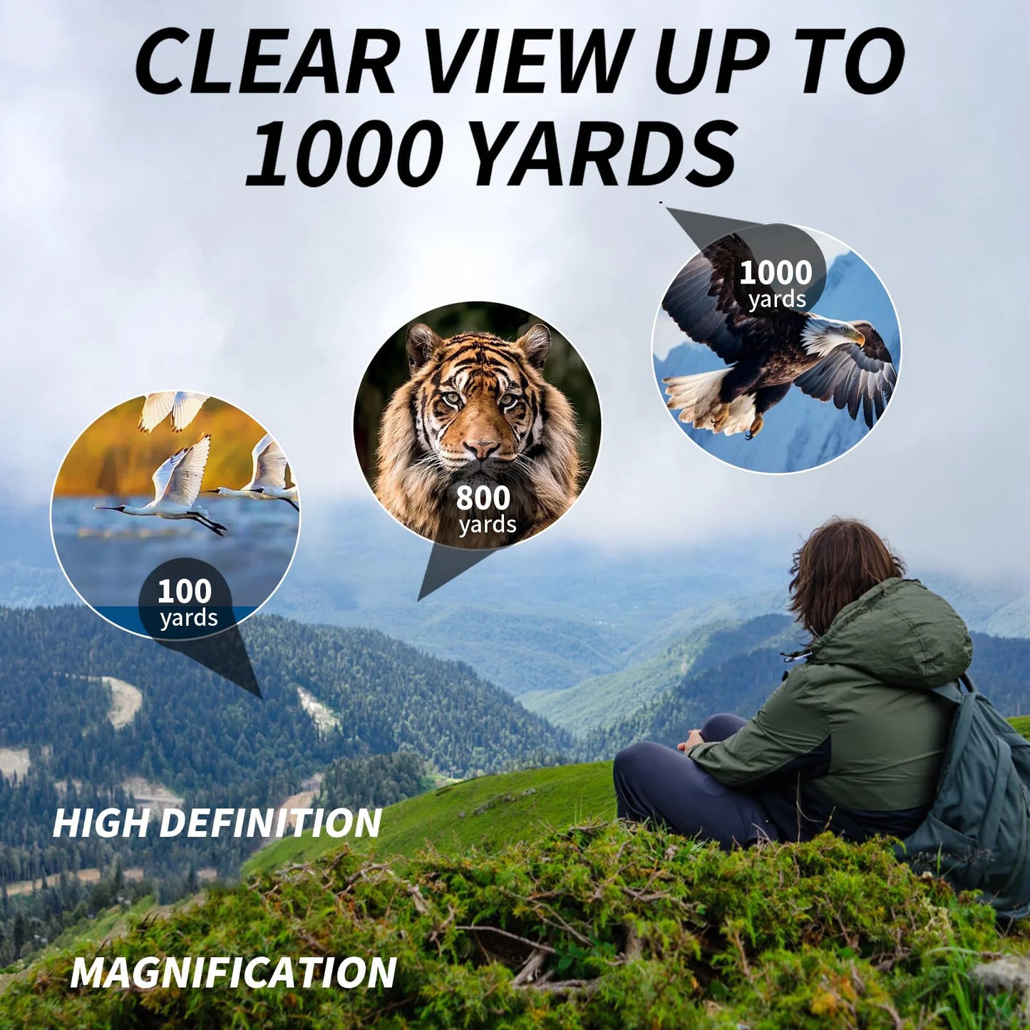 20x50 Binoculars FMC Coated BAK4 Prism IPX4 Waterproof Camping Hunting Hiking