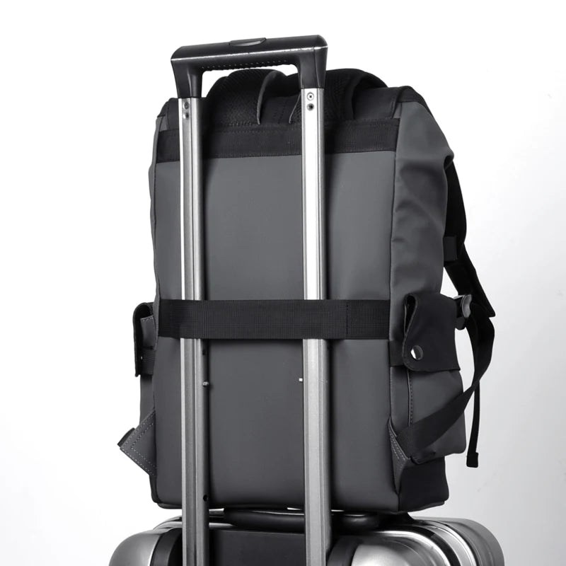 Waterproof PU Leather Laptop Backpack Business Large Capacity USB Charging - EXPROTAS