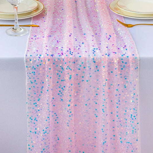 Iridescent Glitter Sequin Table Runner Wedding Baby Shower Party Decor