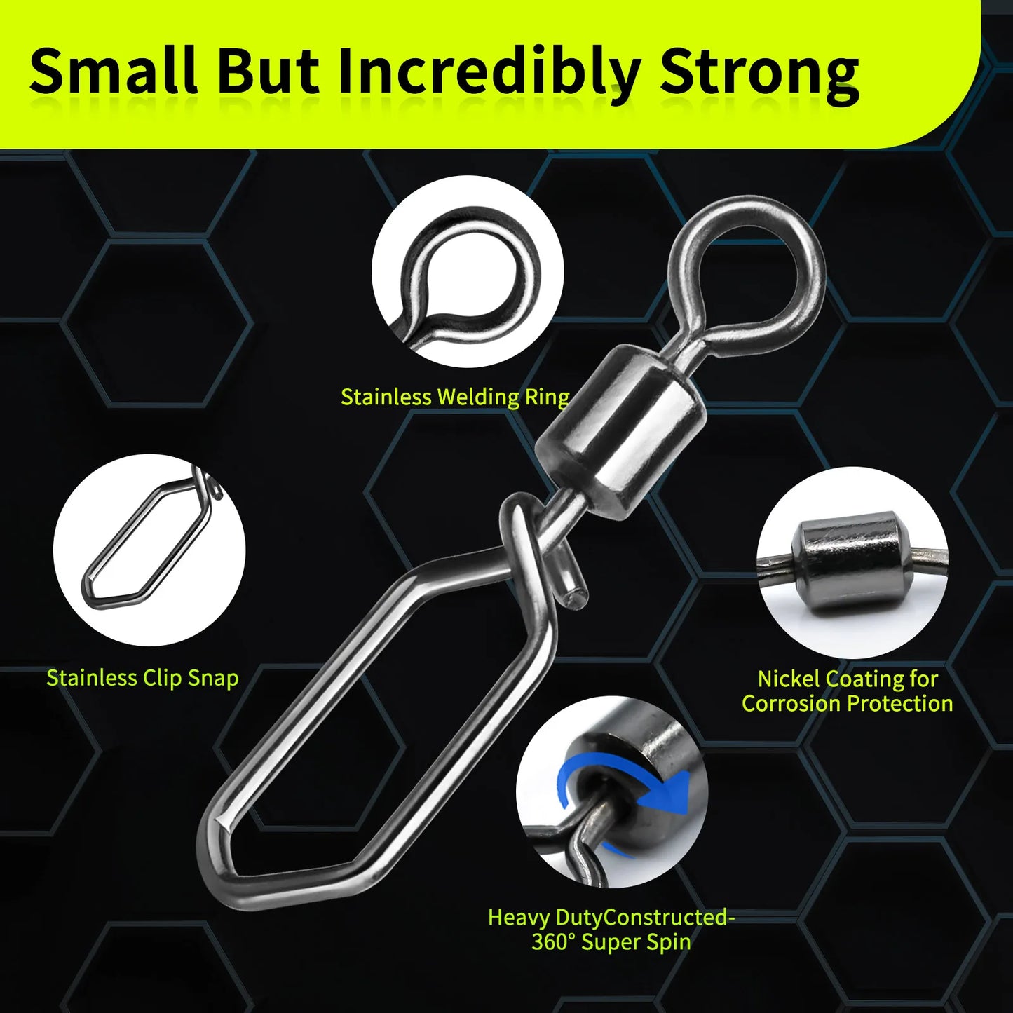 100Pcs Snap Clip Fishing Swivels Interlock Barrel Connector Sea Carp