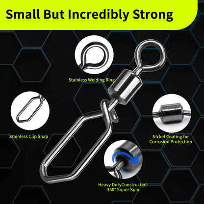 100Pcs Snap Clip Fishing Swivels Interlock Barrel Connector Sea Carp