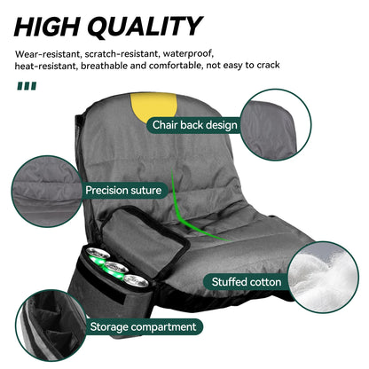 Waterproof Lawn Mower Seat Cover UV Resistant Tractor Protector + Pockets
