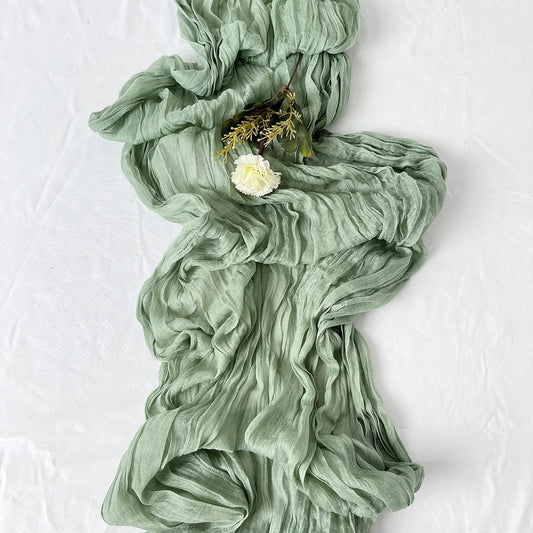 Semi-Sheer Gauze Table Runner Sage Cheesecloth Wedding Dining Decor