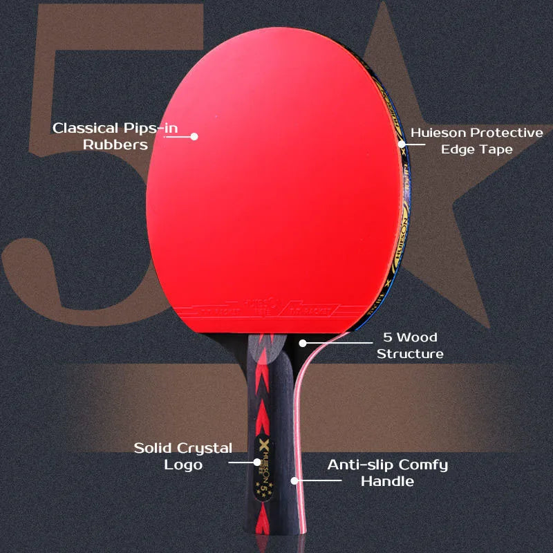 Huieson 5/6 Star Table Tennis Racket Carbon Offensive Ping Pong Racket Paddle with Cover Bag-EXPROTAS