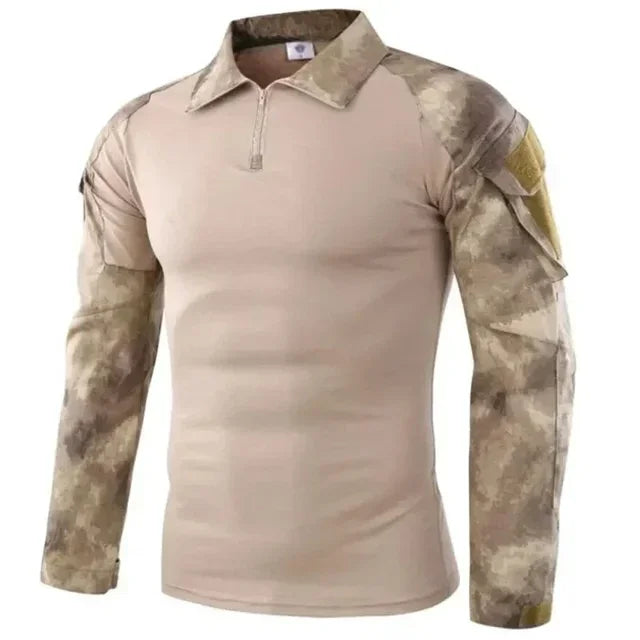 Mens Combat Military Tactical Long Sleeve Camo T-Shirt Army Shirt