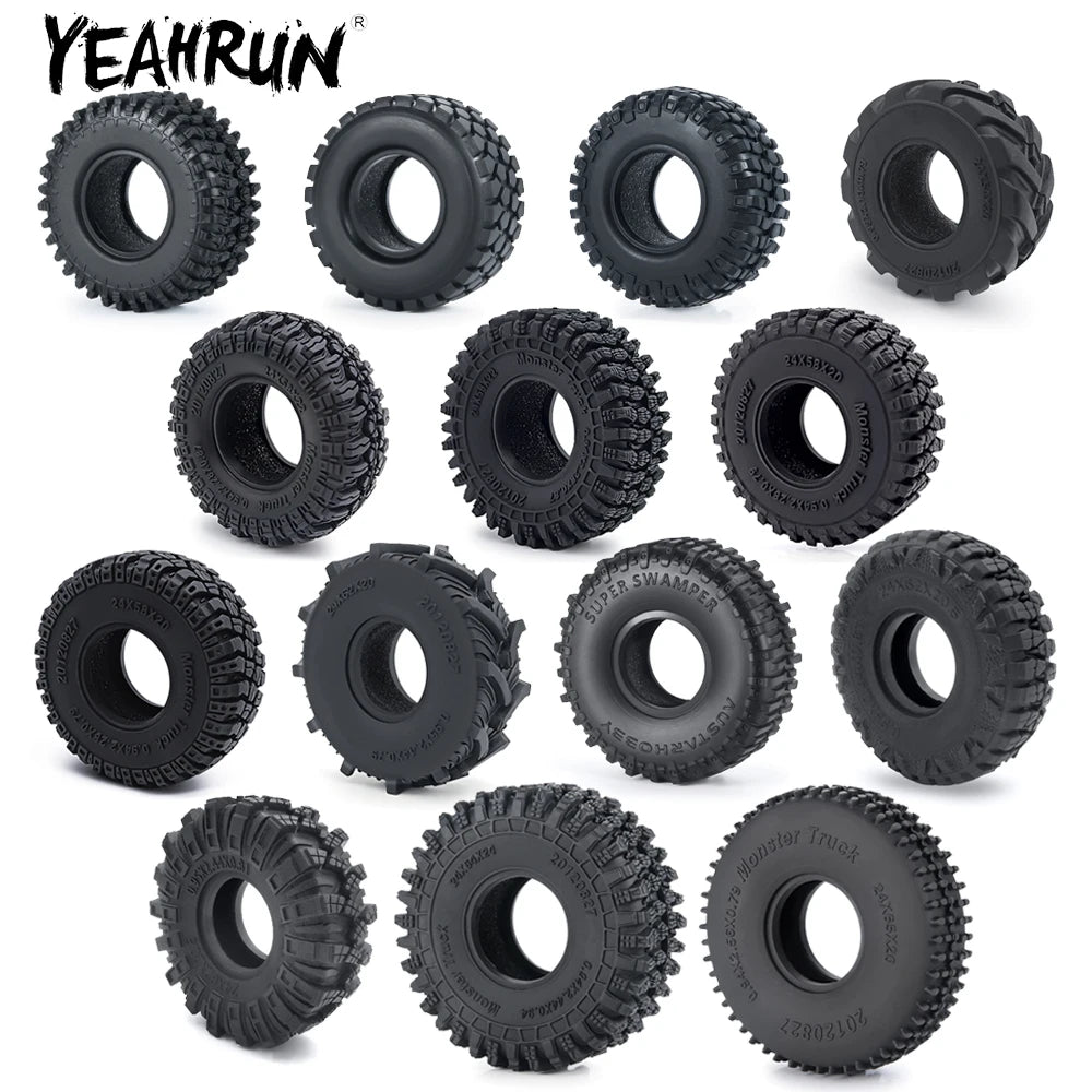 YEAHRUN 4Pcs 1.0inch Soft Rubber Wheel Tires 50/54/58/62/64/65mm for TRX-4M 1/18 Axial SCX24 1/24 RC Crawler Car Upgrade Parts-EXPROTAS