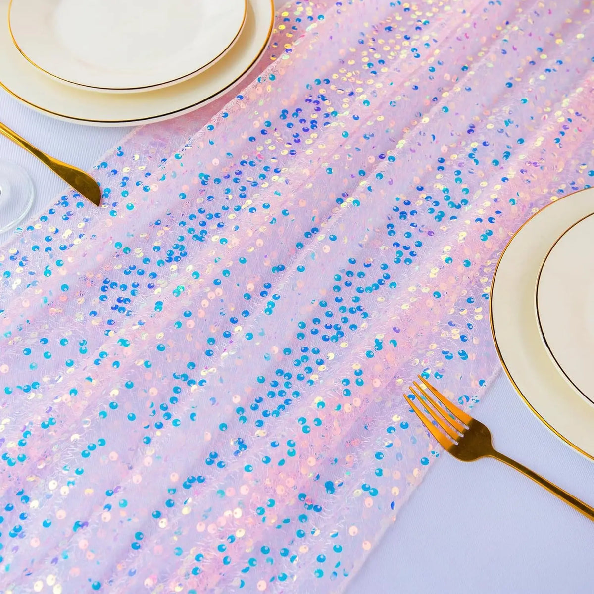 Iridescent Glitter Sequin Table Runner Wedding Baby Shower Party Decor