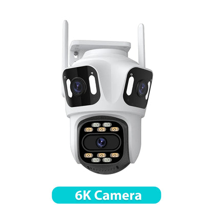 Three Lens PTZ IP Camera Outdoor 6K HD Three Screen WiFi Security Camera Auto Tracking 4K Dual Len Wirelss CCTV Camera iCsee-EXPROTAS