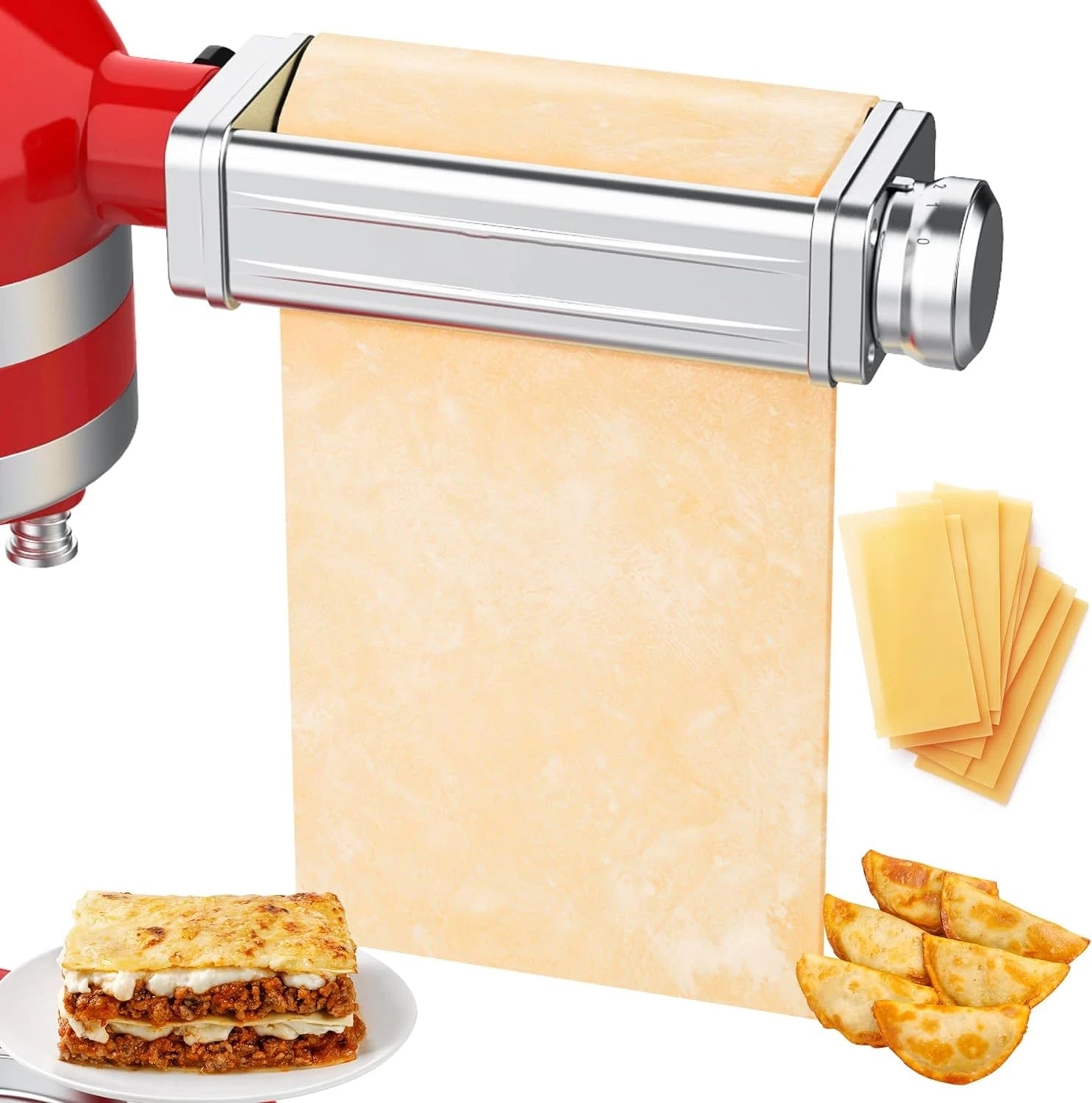 Pasta Attachment for KitchenAid Mixer, Pasta Sheet Roller, Spaghetti Fettuccine Cutter,Stainless Noodle Fit All KitchenAid Chef-EXPROTAS
