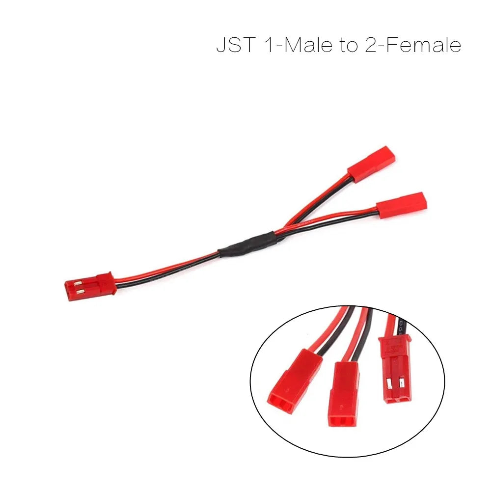 JST Plug Y Cable Male to 2 Female 22AWG Wire for RC Lipo Battery Connection