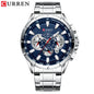 Stainless Steel Curren Mens Quartz Watch Luminous Waterproof Big Dial