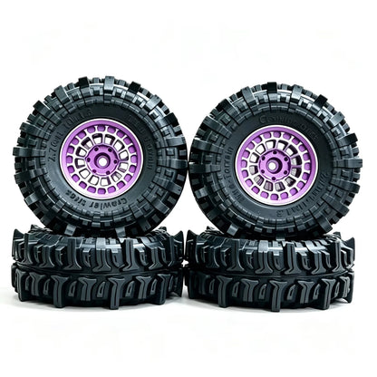 4PCS Beadlock Wheel Tyres for RC Crawler 1/18 TRX4M SCX24 FCX24