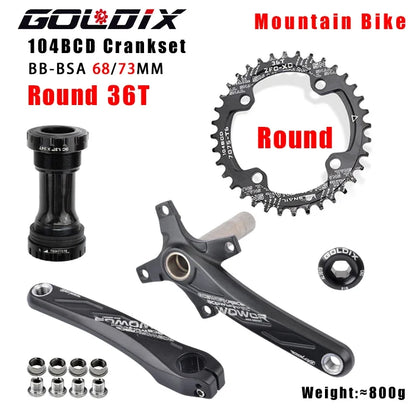 GOLDIX MTB Crankset 104BCD with Narrow Wide Chainring Round or Oval Options - EXPROTAS