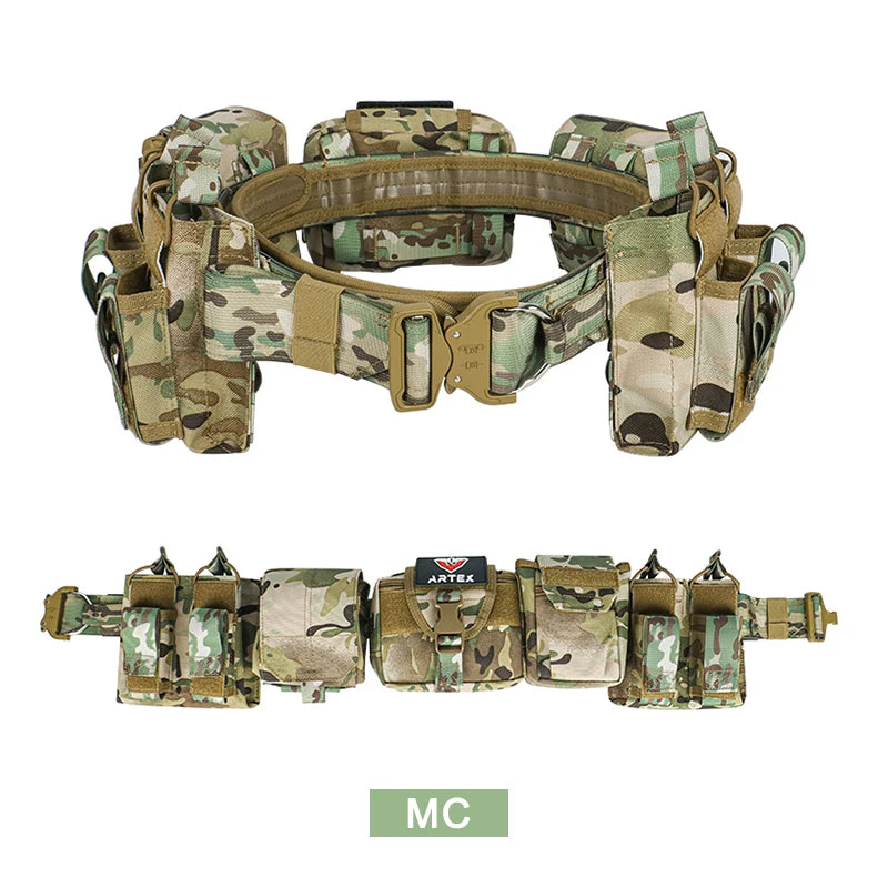 Tactical Battle Duty Belt Set w/ Pouches Airsoft Law Enforcement Utility Gear