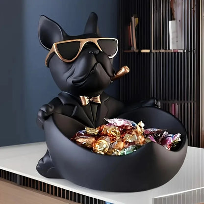 Bulldog Statue Storage Box Cool Dog Resin Animal Decoration Art