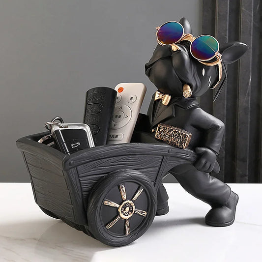 Resin Dog Statue Storage Box Animal Sculpture Figurine Home Office Decoration